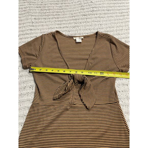 Y2K Rolla Coster Dress Ribbed Striped Bodycon Maxi Sz Medium Tan RC-4370ST 4761 - Picture 5 of 9